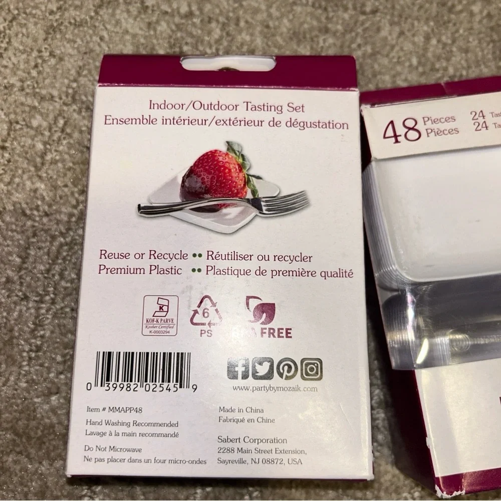 Appetizer Set Mozaik mini tasting 24 plastic plates 24 forks lot of 2 96 Piece